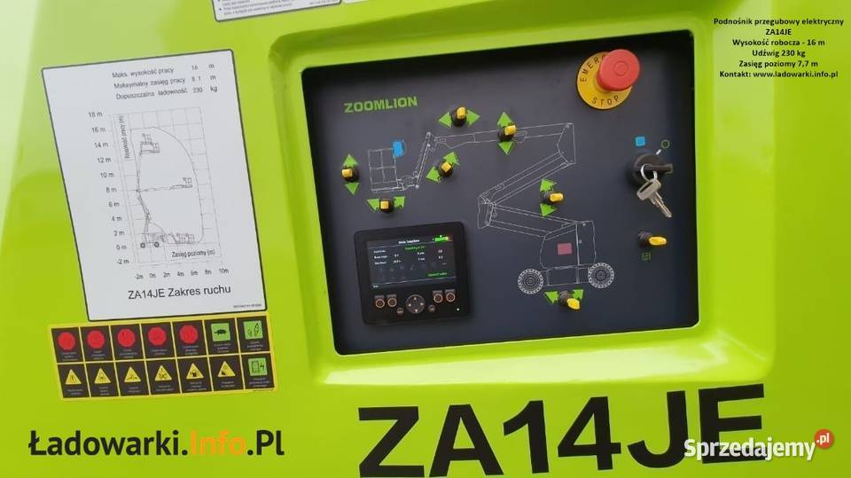 PODNOŚNIK PRZEGUBOWY ELEKTRYCZNY ZOOMLION 14JE nie