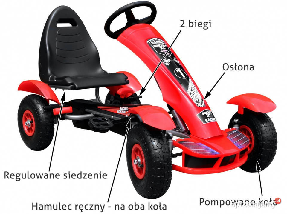 Gokart na pedały pompowane koła napęd łańcuchowy Warszawa