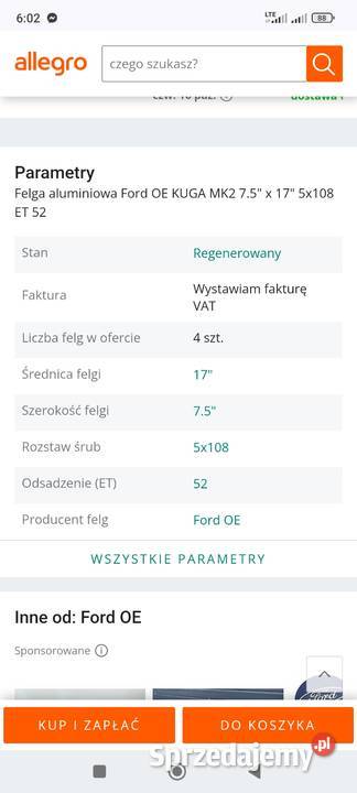 OkazjaKoła zimowe super stan 2355517 5x108 FORD Międzyrzecz
