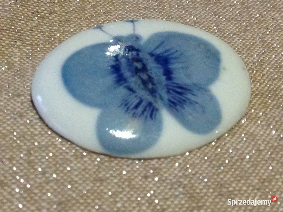 Broszka Porcelanowa Ceramiczna Vintage Nowa Sól