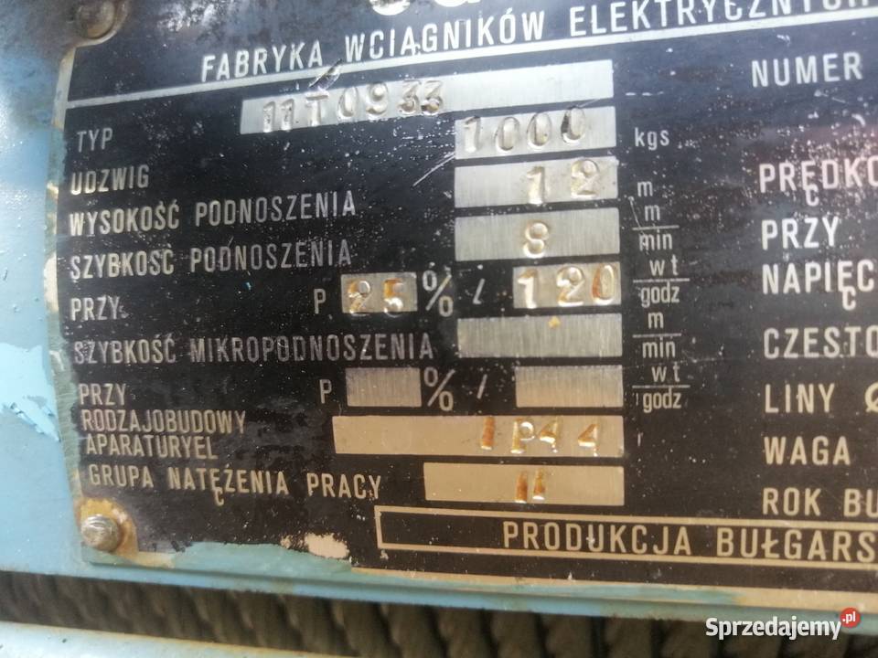Wciagnik 1 T BALKANCAR wyciągarka suwnica NOWA Ząbki