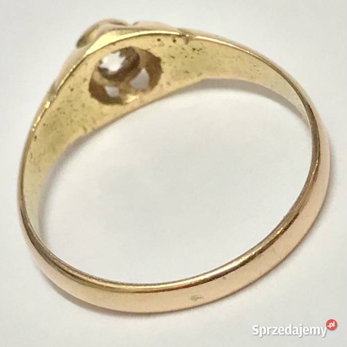 Złoty PIERŚCIONEK 750 18K z DIAMENTEM w starym Warszawa sprzedam