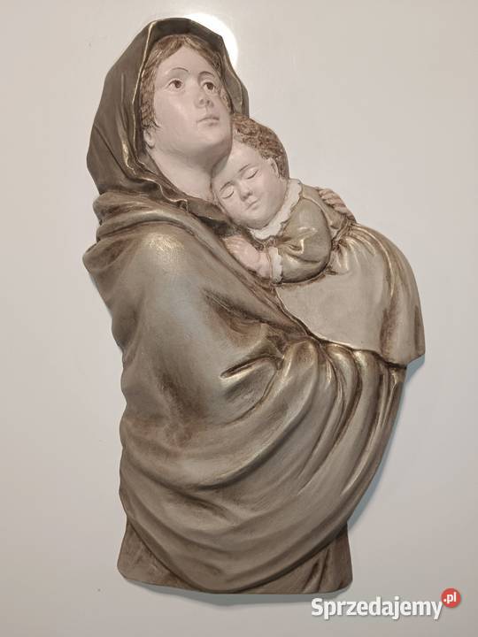 Madonna z Dzieciątkiem płaskorzeźba ręcznie Warszawa