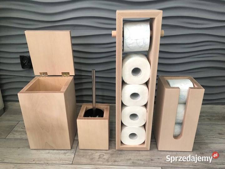 Stojak na papier toaletowy drewniany 5rolkowy Dębica