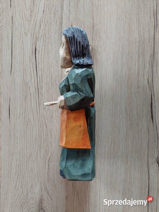 Rzeźba z drewna Kucharka z wałkiem i łyżką 1 Rękodzieło łódzkie Łódź