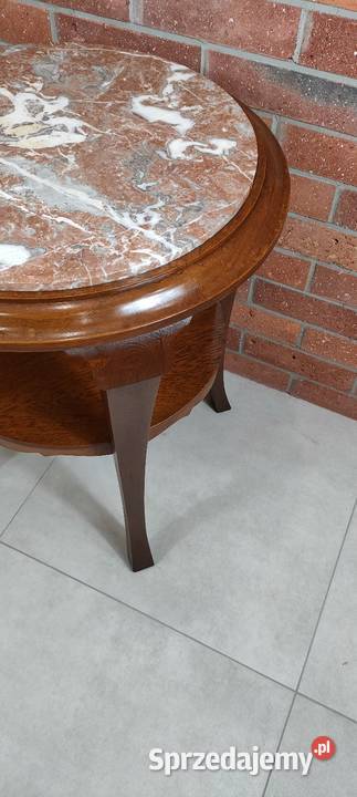 Piękny stolik dębowy marmur lubuskie Łagów