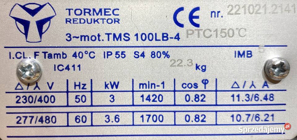 motoreduktor przekładnia 3kW 94obr Pigża