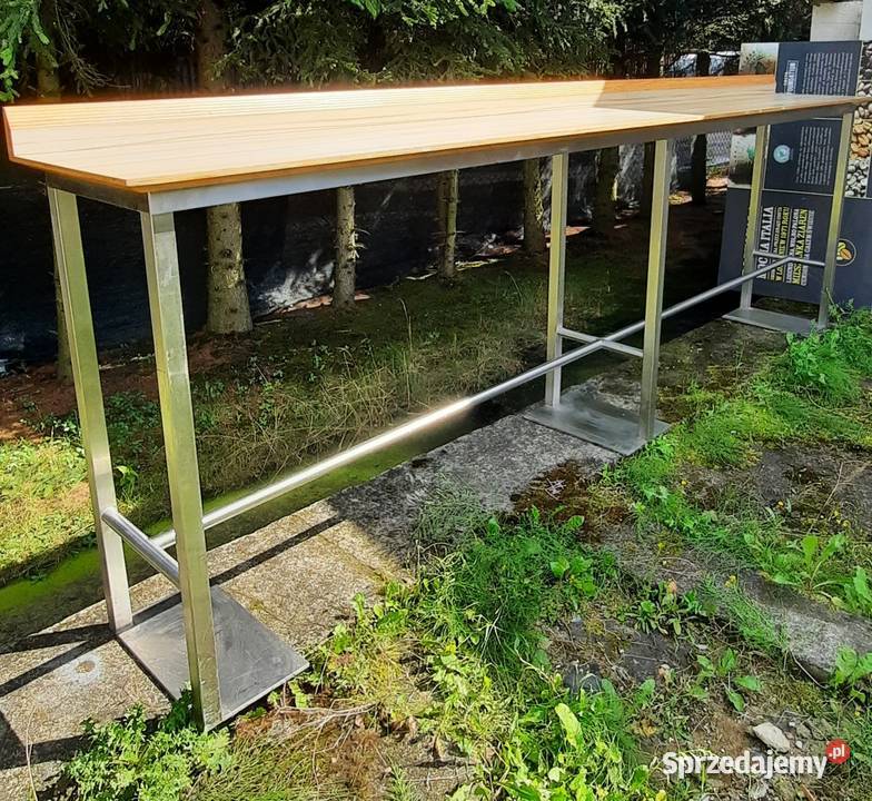 Stół barowy 35m stal nierdzewna drewno Łomianki