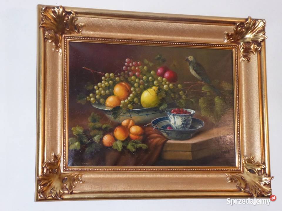 OBRAZ OLEJNY pt Owoce z filiżanką Ostróda