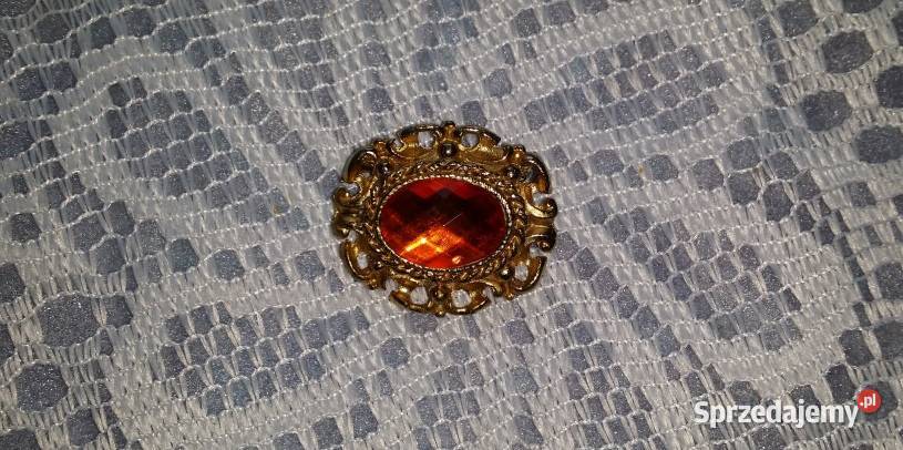 Stara angielska broszka pomarańczowozłota małopolskie