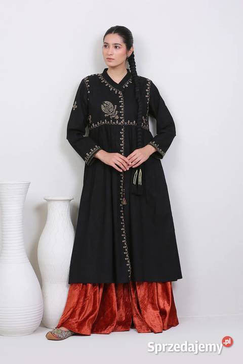 Orientalna czarna suknia tunika S 36 bawełna Spódnice i sukienki Szczecin