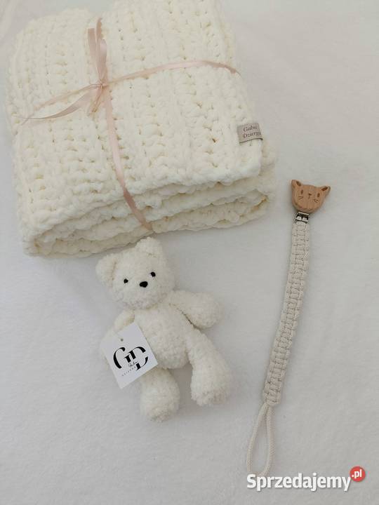 Zestaw kocyk miś zawieszka do smoczka handmade Jawornik Polski sprzedam