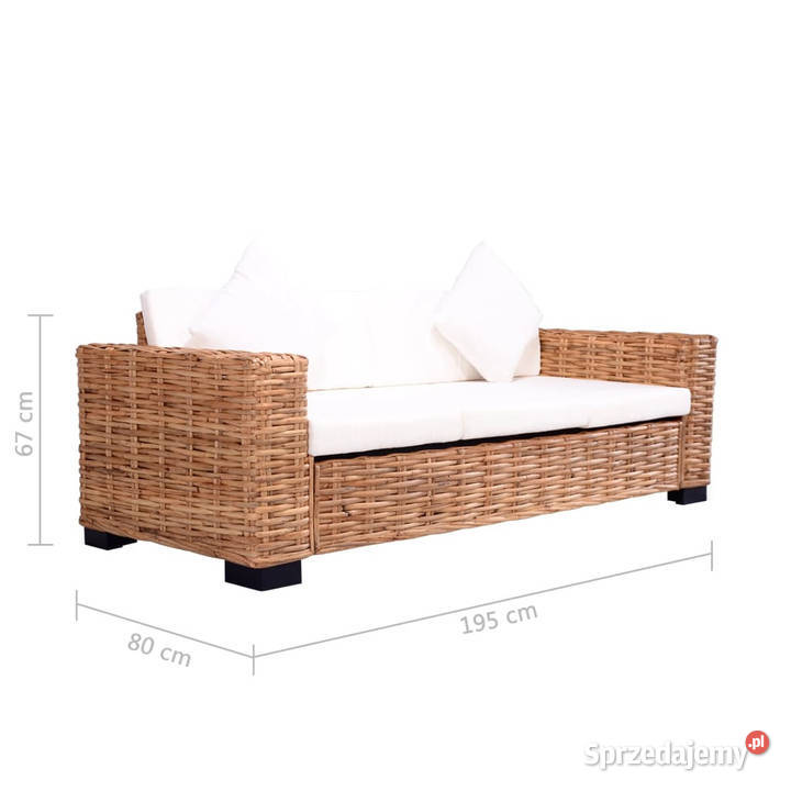 3osobowa sofa ogrodowa z naturalnego rattanu Warszawa