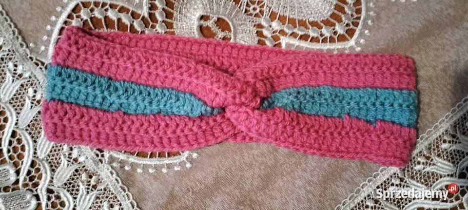 Ręcznie robiona opaska na głowę ciepła śląskie