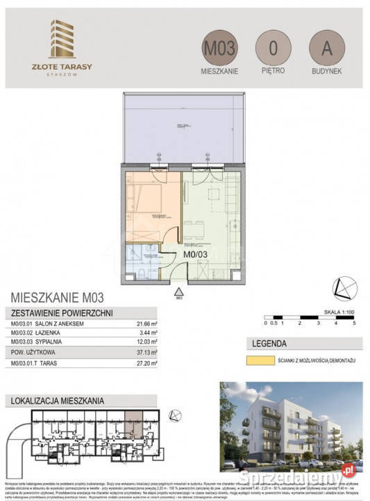 M03 3713 m 2 pokoje parter taras 2720 m Liczba pokoi 2