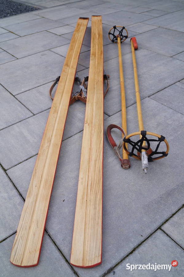 Stare narty jesionowe 195 kijki podkarpackie Pruchnik sprzedam