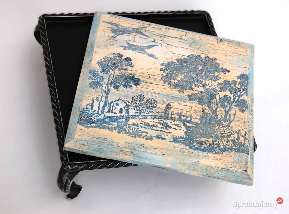 Drewniana metalowa podstawka ręcznie malowana Lublin