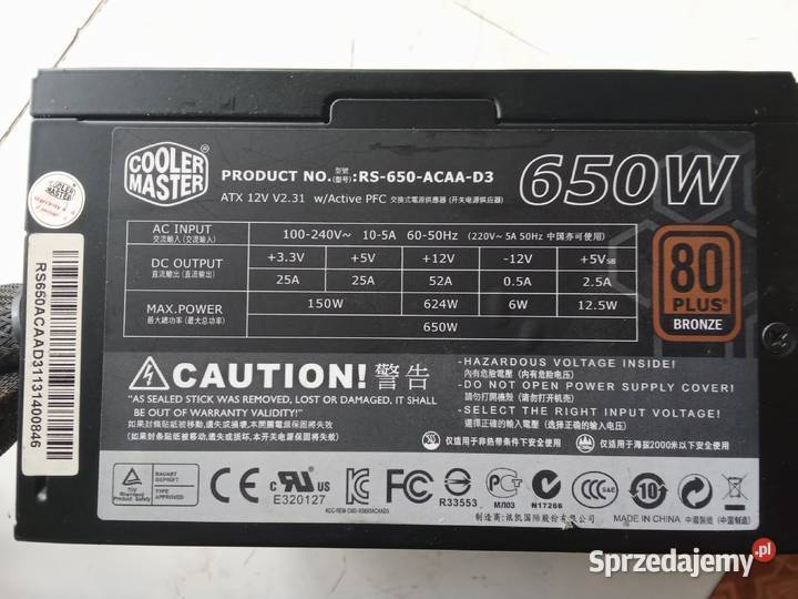 Sprzedam Zasilacz 650W SPRAWNY Rybnik