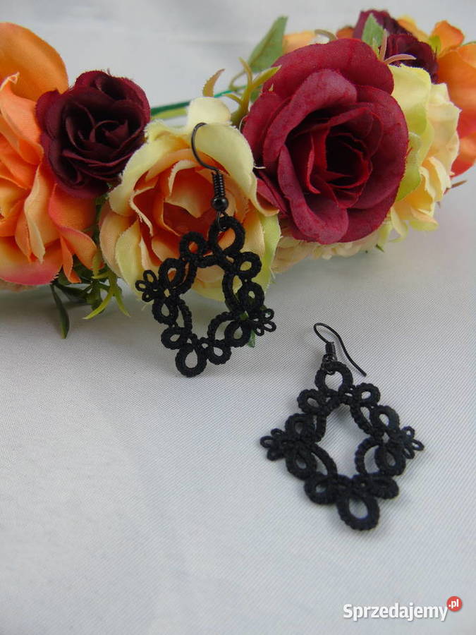 Kolczyki frywolitkowe różne wzory i kolory Wiśniowa