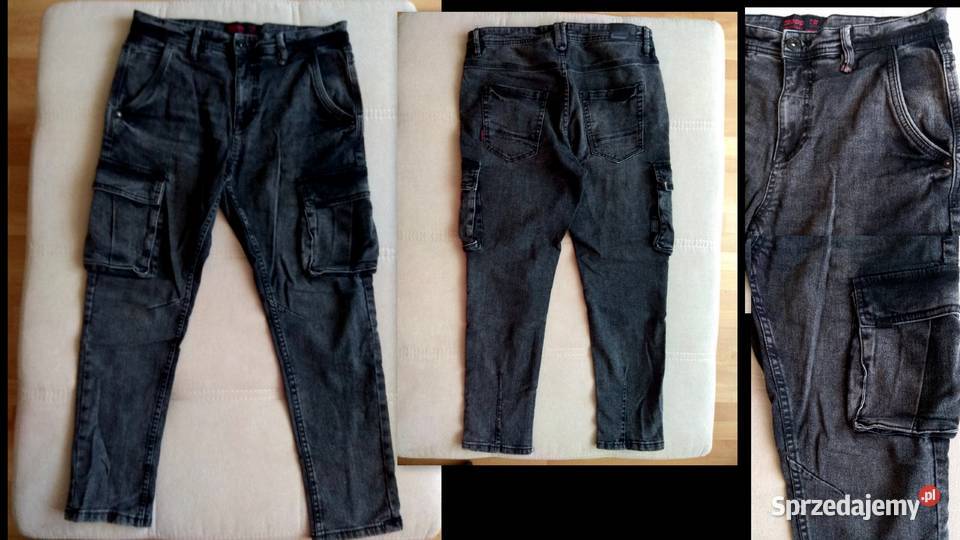 Spodnie czarne CROPP W28 L30 Denim Lab carrot Rozmiar uniwersalny Katowice