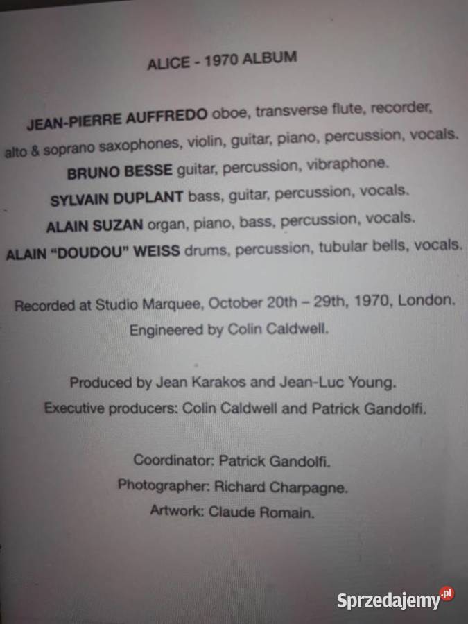 Archiwum prog Symphonic rocka ALICE Alice 1970 Rzeszów sprzedam