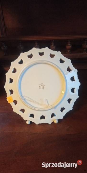 Talerz do powieszenia Sceny dworskie Sygnowany Gdańsk