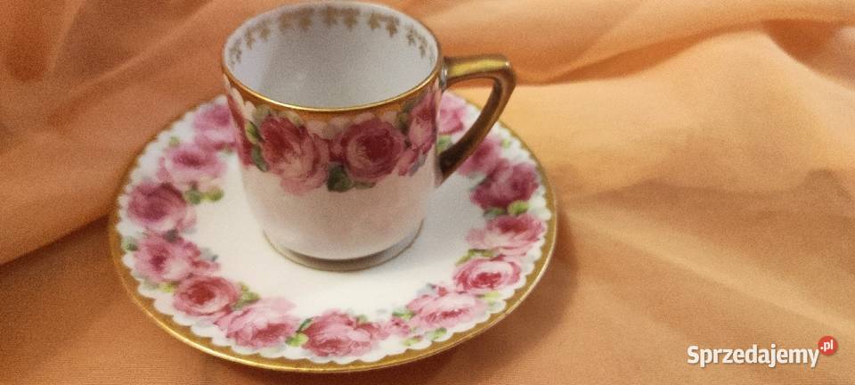 Filiżanka mokka róże złoto porcelana