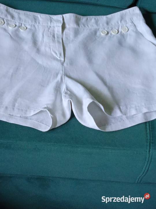 BIAŁE LNIANE SPODENKI DAMSKIE 42r wielkopolskie