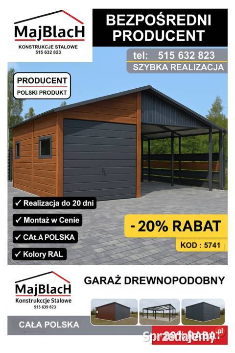 Wysoki Garaż Blaszany Ocynkowany Magazyn
