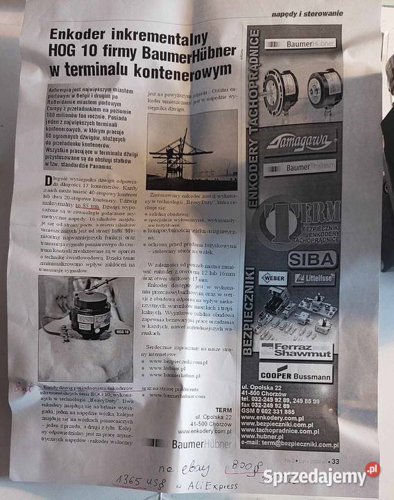 Enkoder inkrementalny HOG 10 DN 1024 I firmy Dąbrowa Górnicza sprzedam