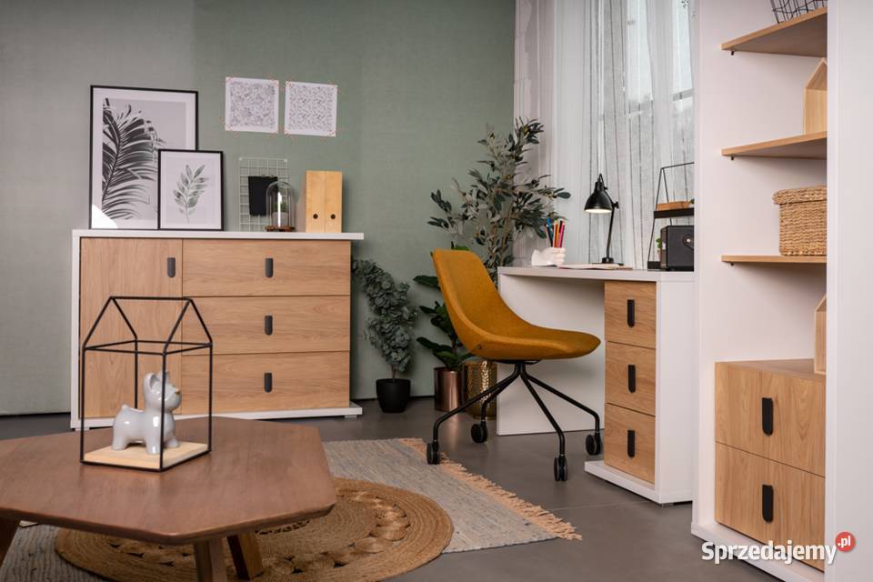 SIMI MS06 biurko 3s białyhikora naturalna Stoły, krzesła, biurka Rzeszów