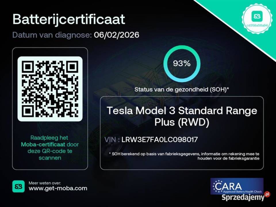 TESLA MODEL 3 SR FV Auto z UE Rawa Mazowiecka