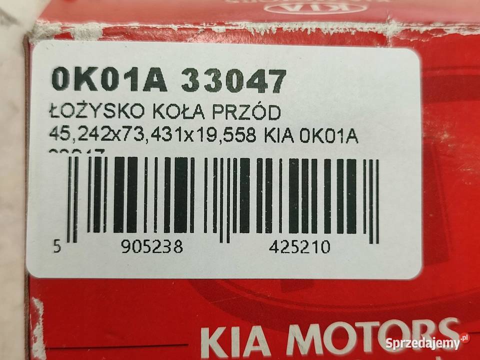 ŁOŻYSKO KOŁA PRZÓD 45242x73431x19558 KIA osobowe sprzedam