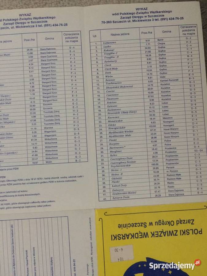 196 Plan Wód Wedkarskich Ziemia Szczecińska zachodniopomorskie