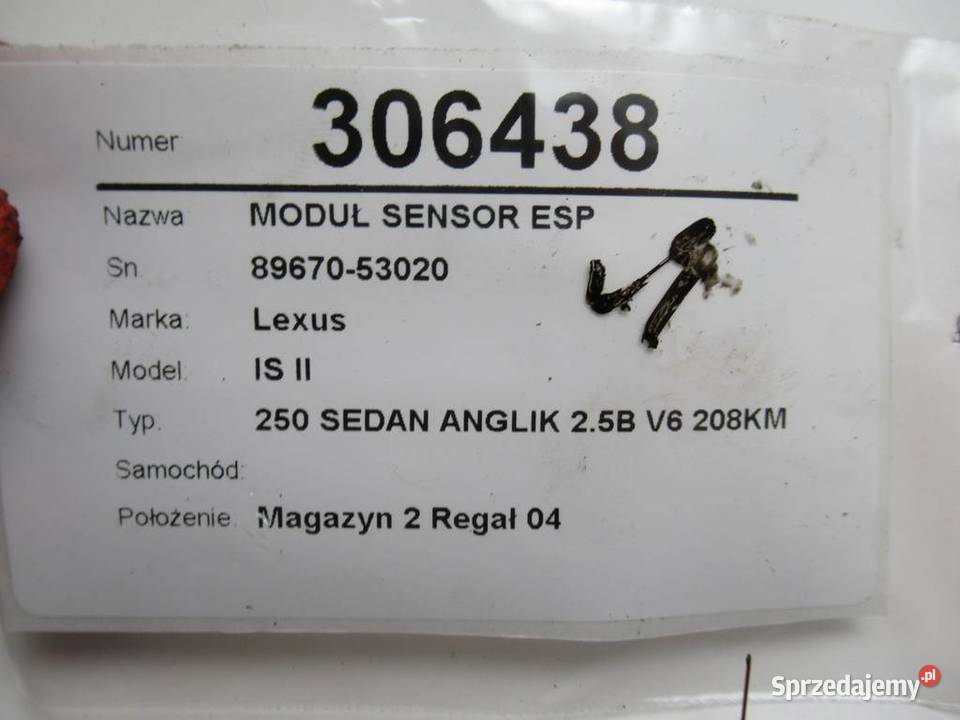 MODUŁ SENSOR ESP LEXUS IS 8967053020 osobowe podkarpackie