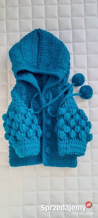 Sweterek niemowlaka rękodzieło bubbles pompony Szczecin sprzedam