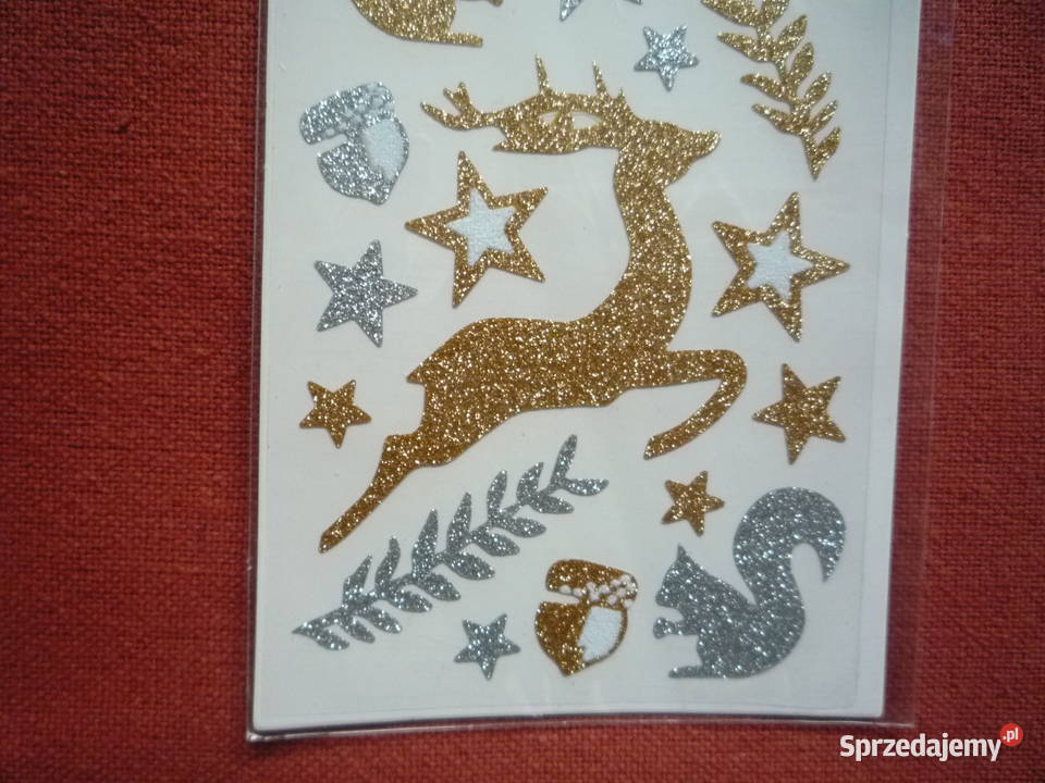 ALIGA Naklejki świąteczne brokatowe złote inny kolor Szczecin