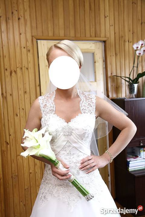 suknia ślubna ecri z welonem i halką warmińsko-mazurskie Olsztyn