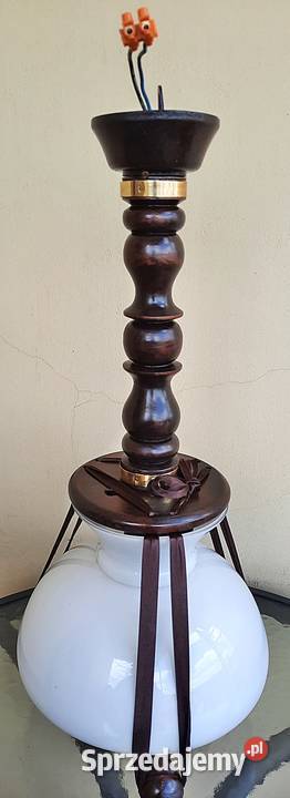 Lampa sufitowa drewniana z lat 70 tych PRL Ostrów Wielkopolski