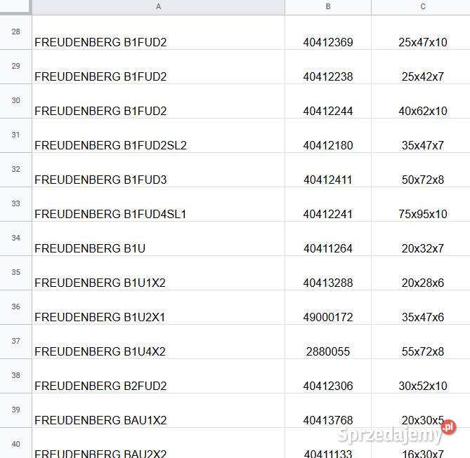 Uszczelniacze Simmeringi SKF Freudenberg Corteco Części sprzedam