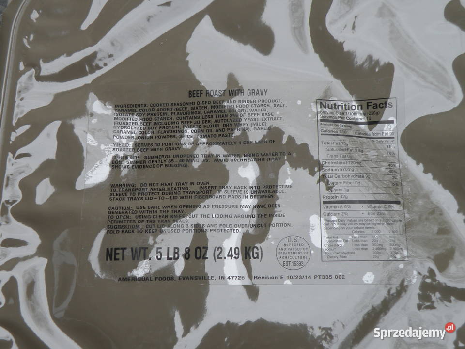 MRE Us Army Tray pack Beef roast Kolekcje Wrocław