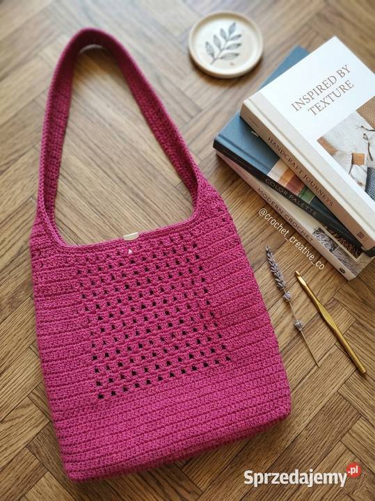 Duża ażurowa torba na ramię crochet ręcznie Torby i torebki łódzkie Piotrków Trybunalski sprzedam