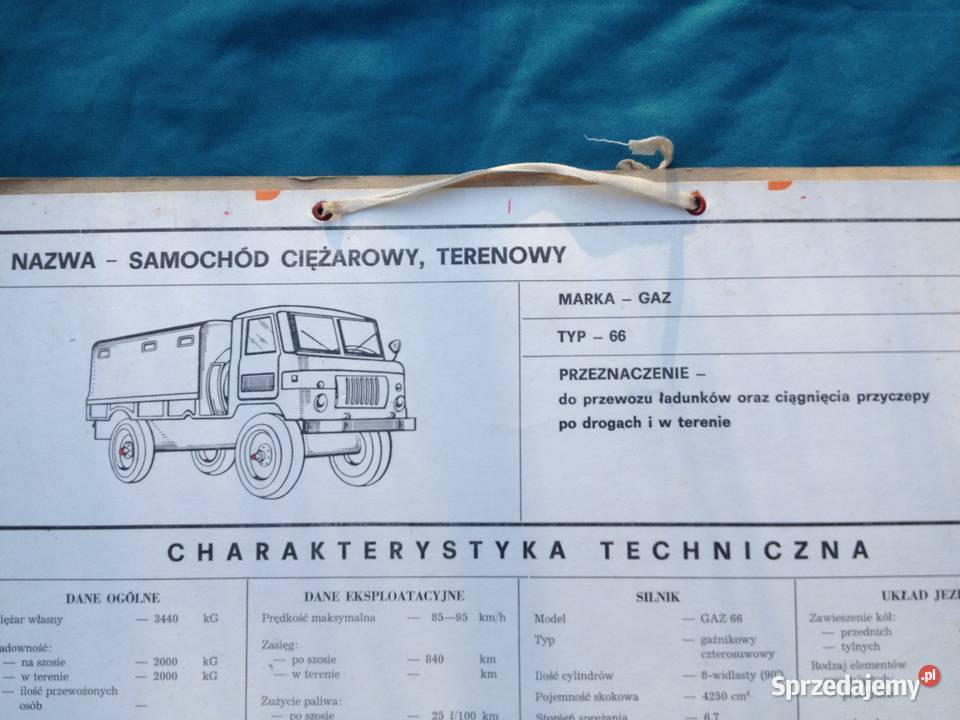 GAZ 66 tablica charakterystyka techniczna
