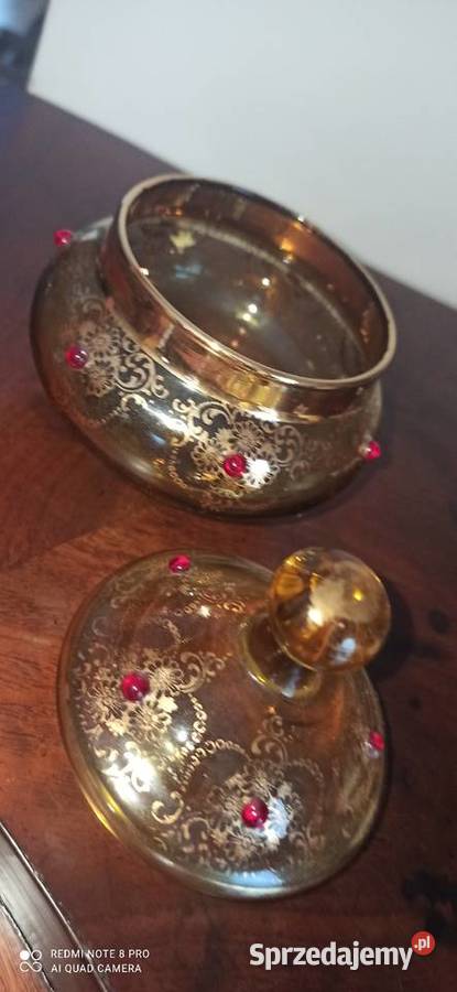 Cukiernica szkło miodowe ze złoceniami I sprzedam