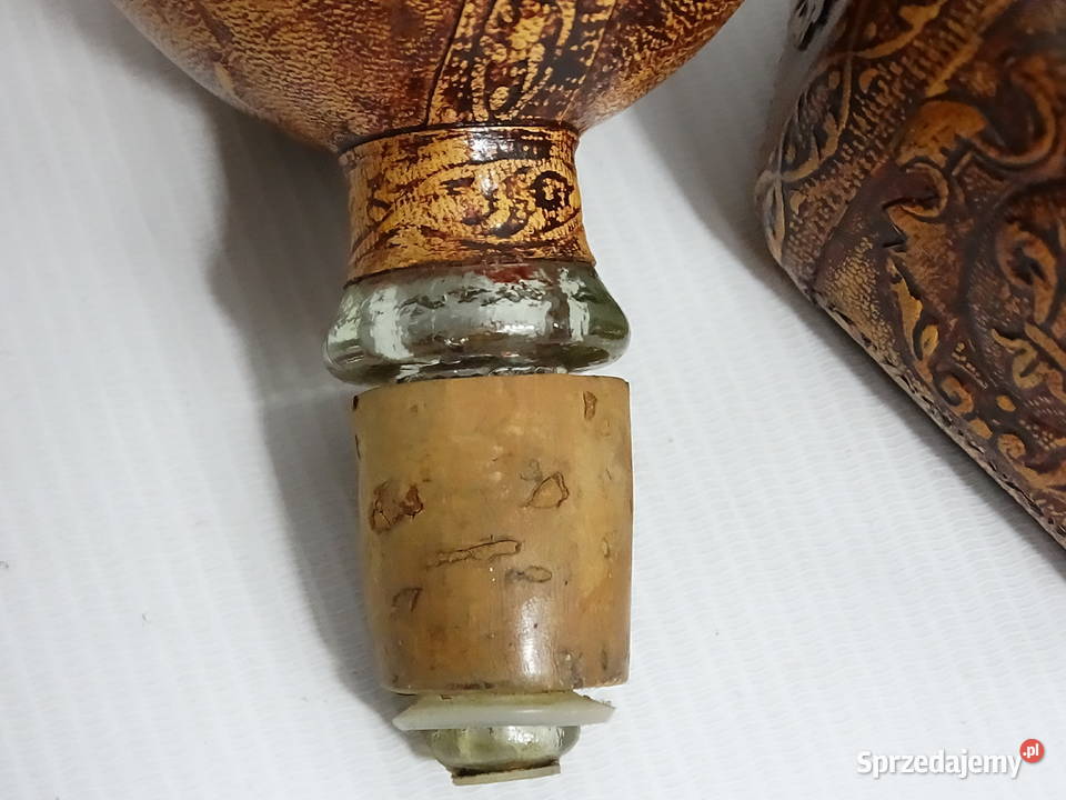 Włoska Karafka Vintage 1L Skóra Tłoczona