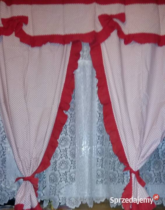 Zasłony z bawełny w groszki dwa szale Łódź