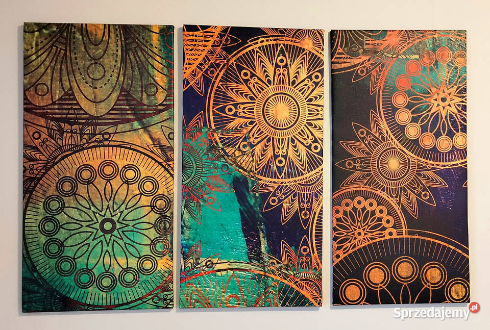 Tryptyk 3 sztuki obraz na płótnie w drewnianej Poznań