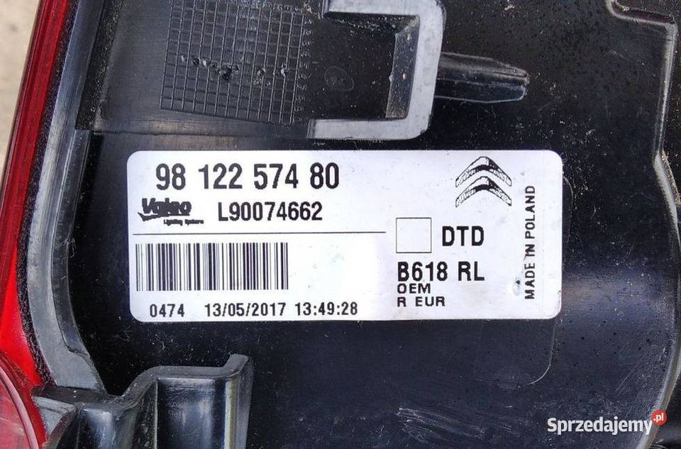 CITROEN C3 III 3 LAMPA PRAWA TYŁ