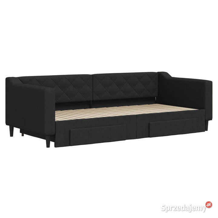 Sofa rozsuwana z szufladami czarna tkanina Warszawa sprzedam