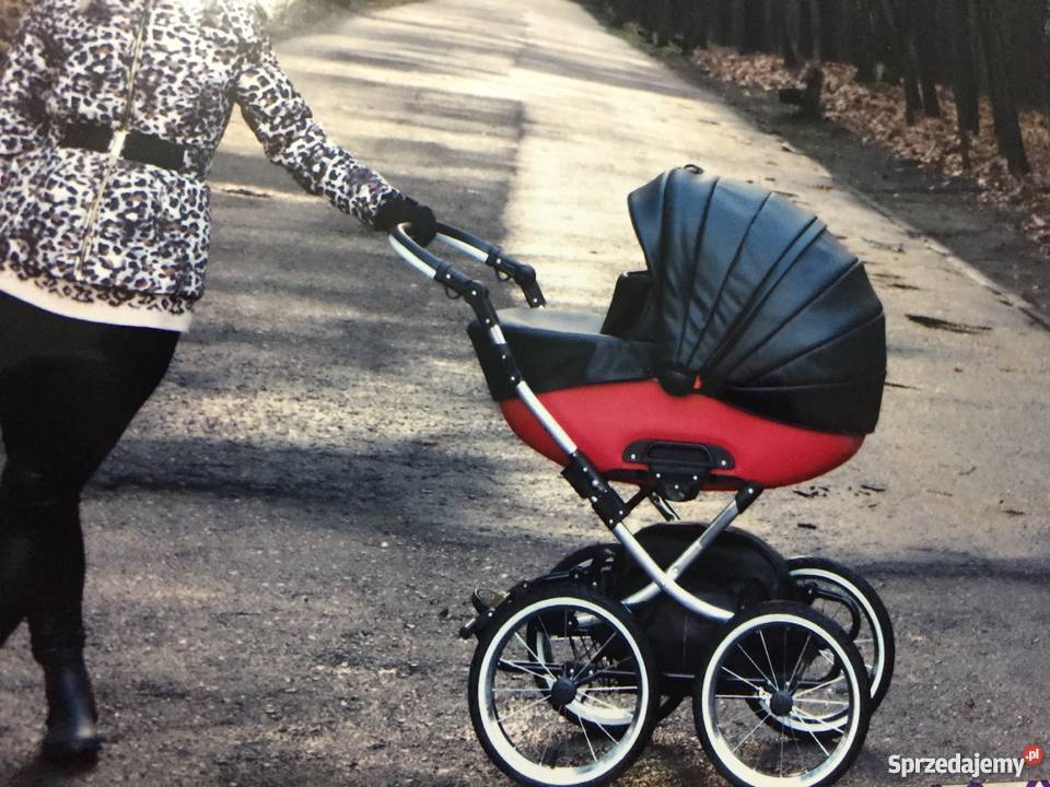 Wózek 3 w 1 Skóra Duże Koła Bujaczek czerwony Sosnowiec sprzedam